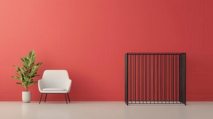 Contemporary dog kennel with metal frame and minimalist design, modern kennel, elegant pet shelter