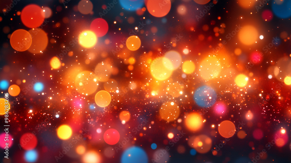 Aufkleber colorful bokeh lights create a vibrant atmosphere in a festive setting during the evening hours
