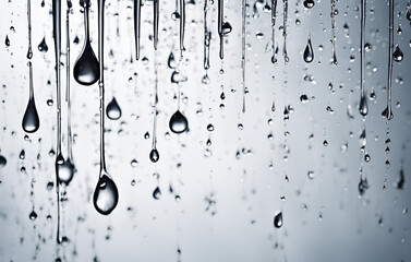 Closeup of drops on window background of moving, A bunch of water drops that are falling down