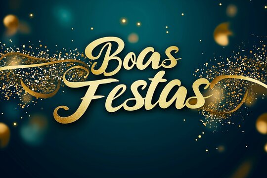 Festive Holiday Greeting Card with "Boas Festas" Message