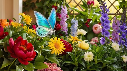 This captivating photograph showcases the serene beauty of a butterfly perched delicately on a sunflower, set against a vast field of golden blooms.