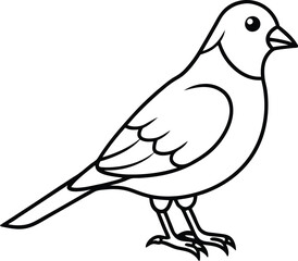 A cute Canary outline vector art illustration design with no background, canary black and white icon and logo for printable, drawing animal of canary bird.