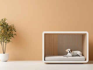 Minimalist kennel with modular design and flexible layout, modern doghouse, adaptive pet shelter