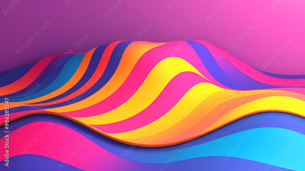 Aufkleber colorful wave patterns in vibrant hues create a stunning visual display against a soft purple backdr