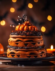 Tasty halloween desserts with halloween night decorations