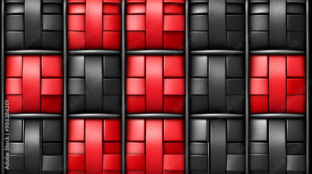 Poster a striking pattern of interwoven red and black sections creates a bold visual effect in a modern des