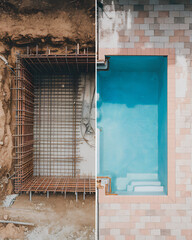 Before and after pool construction, pool renovation and building