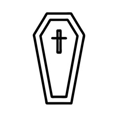 Obraz premium Coffin Icon with Cross, Halloween Symbol in Black and White