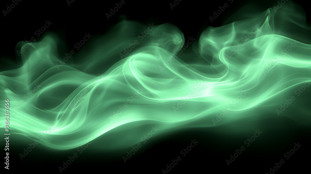 Aufkleber ethereal green smoke swirling gracefully against a dark background while creating a mystical atmosph