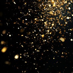 Golden confetti falls