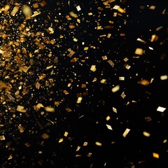 Golden confetti falls