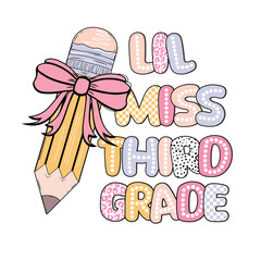 Lil miss all grade vintage svg png,Lil miss Kinder garten svg png, Little Miss Kinder, Coquette pincel, Dalmatian dots, checkered, leopard, back to school, 100 days of school
