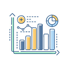 Bar chart icon, symbol of data analysis and business analytics, minimalist style