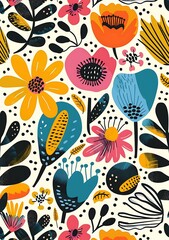 Colorful Floral Pattern Seamless Design