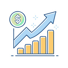 Growth arrow icon, symbol of increase and success, minimalist style