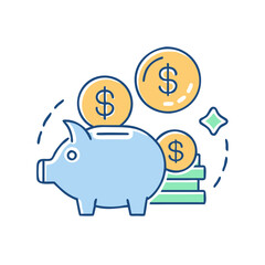 Obraz premium Piggy bank icon, symbol of savings and financial literacy, minimalist style