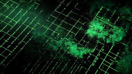 Obraz premium Green Glowing Grid Pattern with Speckled Texture