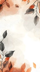 Autumn Watercolor Background With Leaves