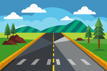 highway with a turn in the mountains vector illustration