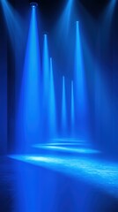 Blue stage lights shine bright