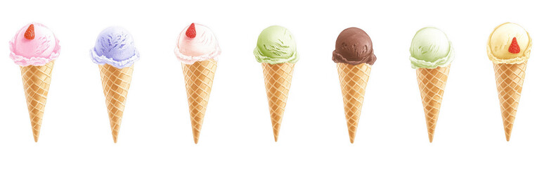 Ice Cream Cones with Melting Scoops