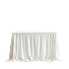 Table with white tablecloth isolated on transparent background Generative Ai.

