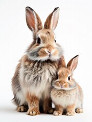 Fototapeta premium Extremely fluffy and cute rabbits with long floppy ears. Generated by AI.