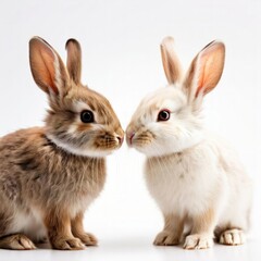 Obraz premium Extremely fluffy and cute rabbits with long floppy ears. Generated by AI.