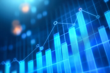 Photo blue growth graph business chart data diagram on success financial presentation background	