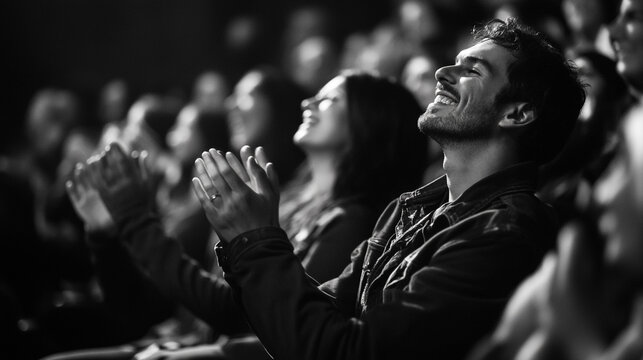 Audience enjoying a live performance during an evening show at a local theater