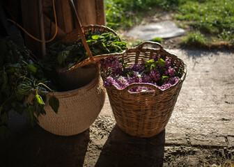 Backets with Lilac Flowers