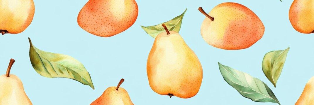 Seamless repetitive pattern background of fresh pear for fabric design