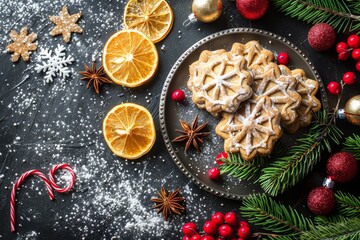 Fototapeta premium Merry Christmas and Happy New Year Holiday background. Xmas banner and web poster. Festive Greeting card