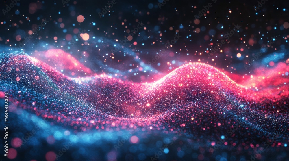 Poster colorful waves of light undulate gracefully against a dark background, creating a mesmerizing effect
