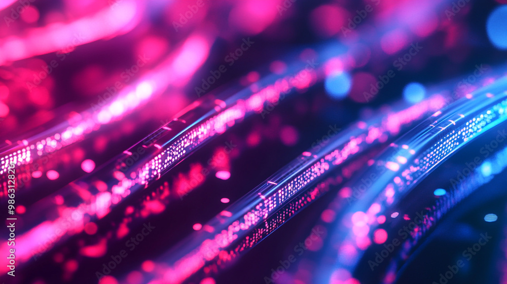 Aufkleber colorful digital light trails create an abstract pattern of illumination and energy in a dark space