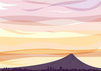 Naklejka premium 夕暮れの空と富士