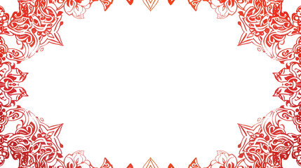 Obraz premium A red floral border frame on a white background
