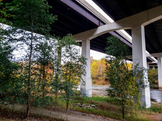 Scioto River Underneath Interstate 270 in Autumn, Dublin, Ohio