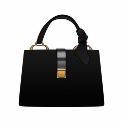 Minimalist Black Handbag, Female Bussiness Handbag, Bags Design Isolated In White Background, Realistic Fashion Vector