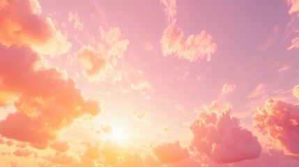 Pastel pink and orange sky during the golden hour, with light clouds scattered across