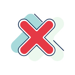 Fototapeta premium A red X with a blue border. The X is a symbol of disapproval or rejection