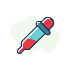 A red and blue syringe with a blue tip. The syringe is used for injecting medicine