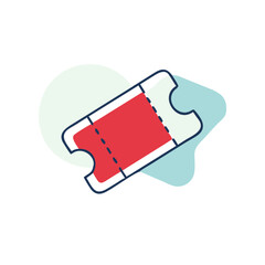 A red ticket with a blue border. The ticket is on a white background. The ticket is a symbol of an event or a special occasion