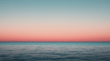 Naklejka premium Clear sky at twilight with light pastel pink and orange tones near the horizon