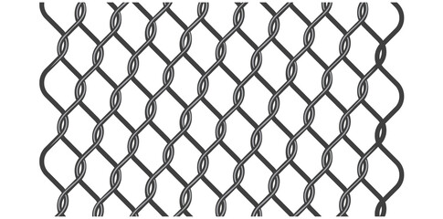 Fototapeta premium Wire Mesh Fence On White Background, Geometric Seamless Pattern Vector Illustration. 
