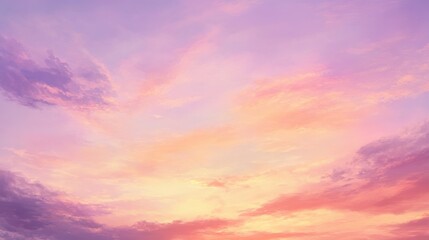 Soft pastel sunset sky with a warm orange glow fading into light purple