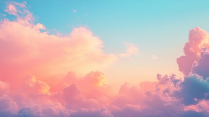 Peaceful sunset sky with pastel pink and peach hues blending together