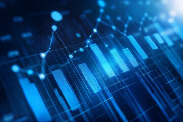 Photo blue growth graph business chart data diagram on success financial presentation background	