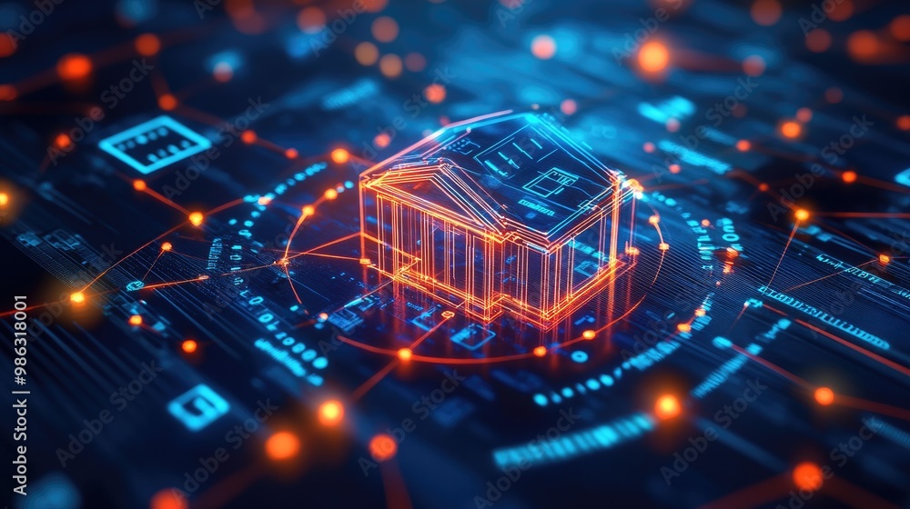 Aufkleber a glowing digital bank symbol in a connected virtual network, representing the seamless exchange of 