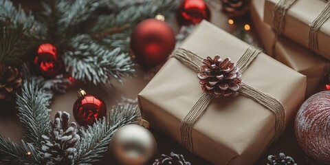 Merry Christmas and Happy New Year Holiday background. Xmas banner and web poster. Festive Greeting card